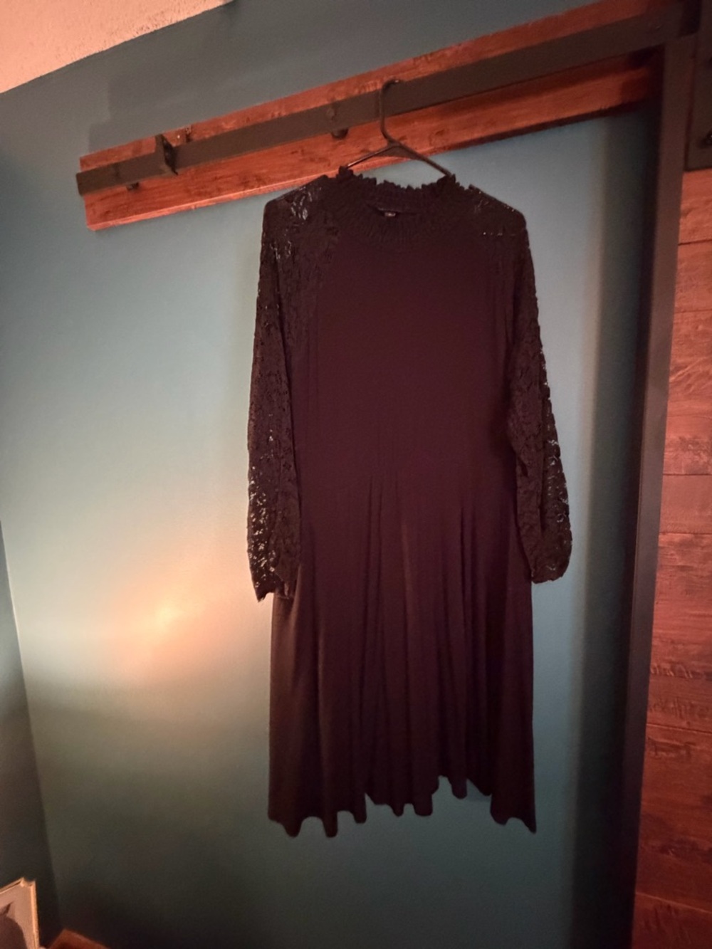 torrid Black Lace-Sleeve Long Sleeve Dress